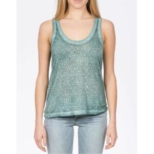 Zadig & Voltaire Deep Burn Tank top in Mint green blue sheer medallion small S